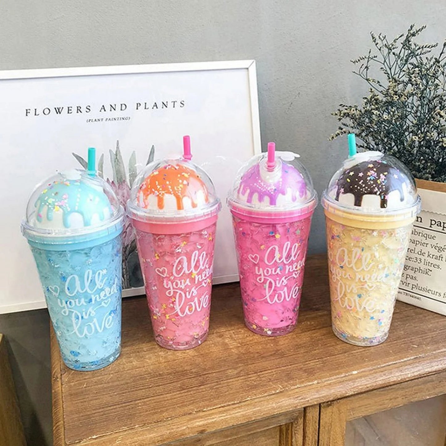 Ice Cream Shape Plastic Water Bottle - Slush Glass