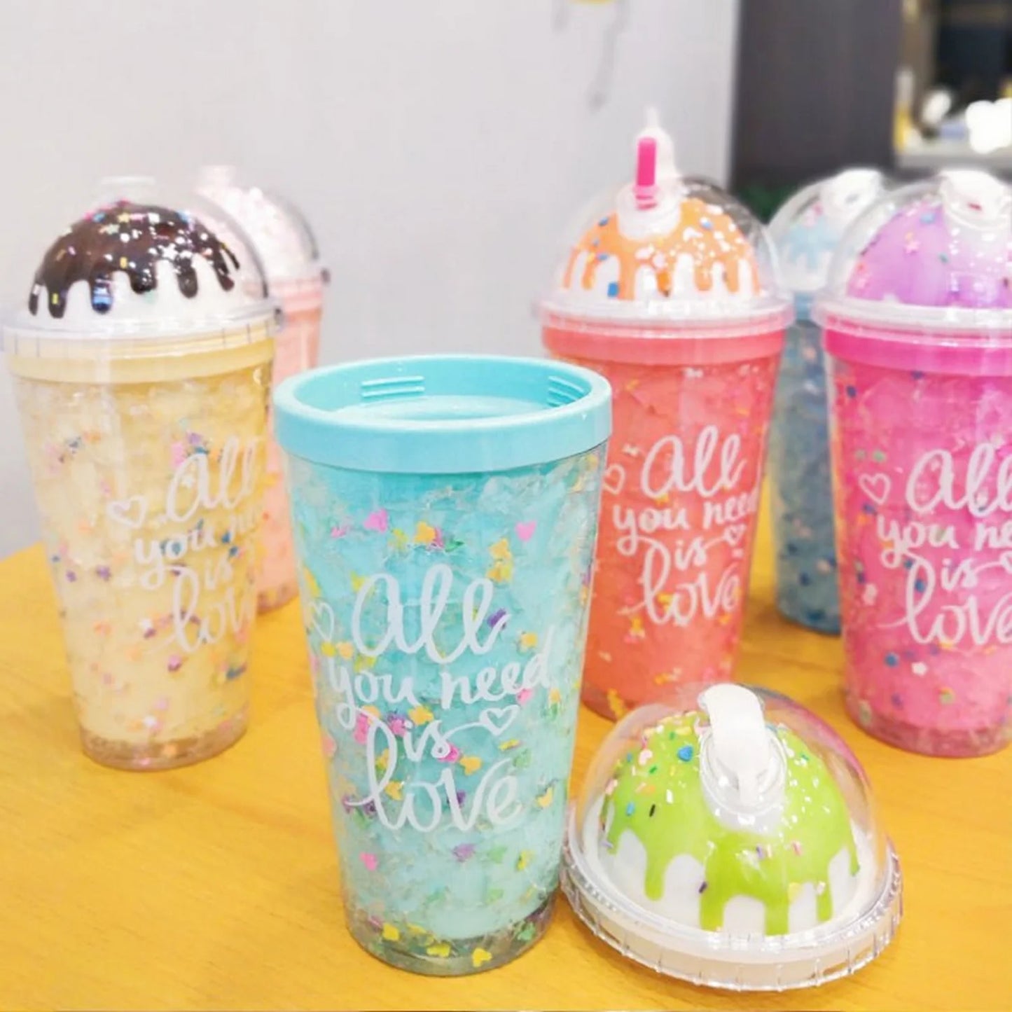 Ice Cream Shape Plastic Water Bottle - Slush Glass